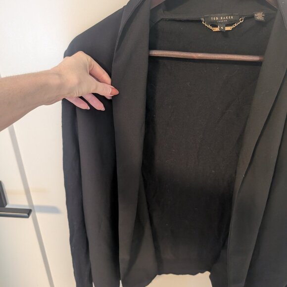 Ted Baker Faiyly Woven Front Wrap Black Cardigan Size 4 - Picture 4 of 6
